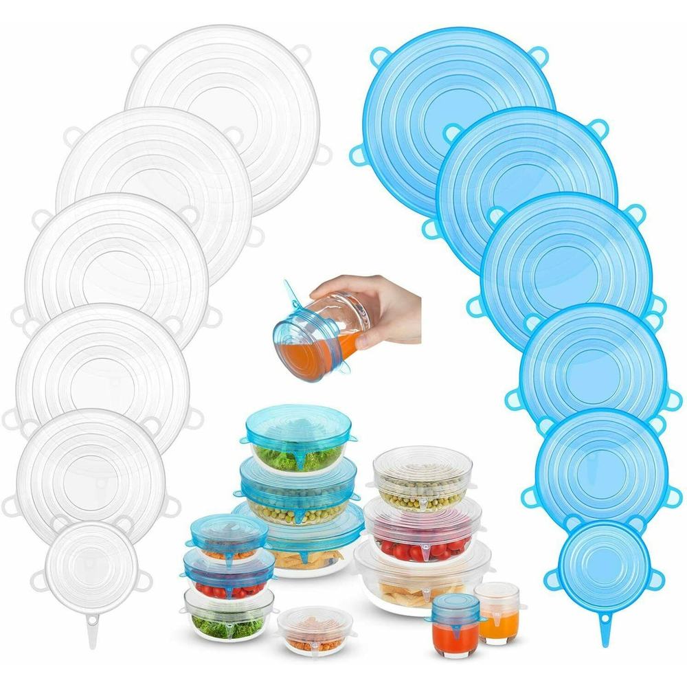 Silicone Stretch Lids, 12 Pack of Silicone Food Covers, BPA Free and Expandable